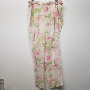 Vintage "Sophia by Delicates" Floral Wide-Leg Sheer Pajama Pants Size XL